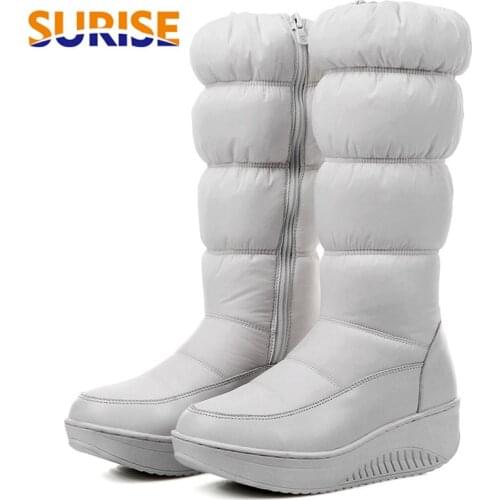 Winter Warm Down Women Mid-calf Snow Boots Round Toe Plush Wedege Platform Flat Heel Outdoor Waterproof Zipper Ladies Half Boots