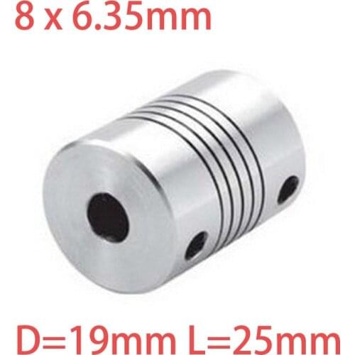 4pcs 8x6.35mm CNC Motor Jaw Shaft Coupler 8mm To 6.35mm Flexible Coupling OD 19x25mm wholesale Dropshipping