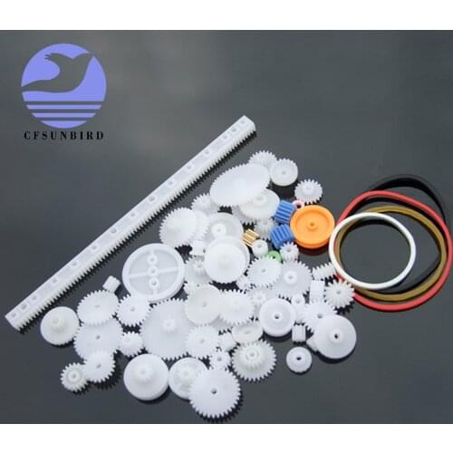 60pcs DIY Model Plastic Gear Motor Gearbox Rack Pulley Belt Worm Single Double Gear Child Toy Car Robot Aircraft Craft Toolkit