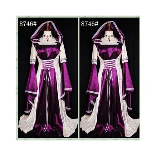 Free shipping lz8746 Women Stunning Maid Marion Costume Medieval Fancy Dress Up Halloween Party Outfit Queen Princess Costume