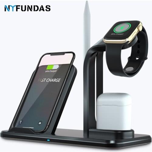 Wireless 3 in 1 Holder Stand Station Charger 10W For Apple Watch Series 4 3 2 Iphone 11 Pro Max XS MAX XR 8 Plus Iwatch Airpods