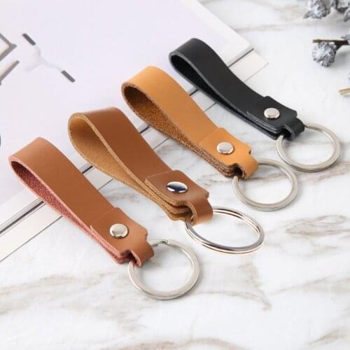 POB Key Holder Handmade Genuine Leather Sliver Key Ring Lanyard Keychain Jewelry
