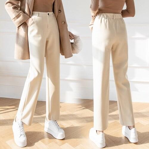 Spring Fall Winter Pants Office Lady New Fashion Korean Solid Formal Elegant Trousers Female High Waist Straight Women Suit Pant