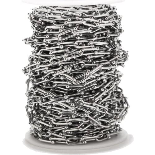 Stainless Steel Paperclip Chain 5.5mm handmade Link Chain Bulk for Jewelry craft Making