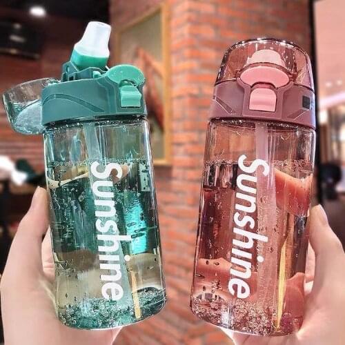 Water Cup Female Student Korean Version Simple Plastic Cup Men with Straw High Value Large Capacity Fitness Anti Falling Cup