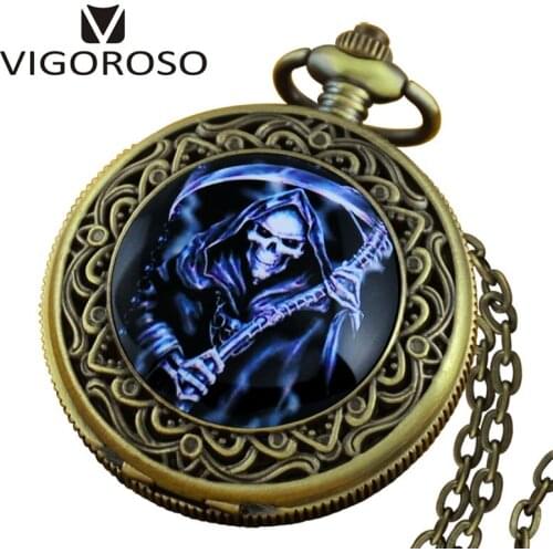 VIGOROSO Fashion Quartz Pocket Watch Analog Pendant Necklace Men Women Watches Chain Gift Retro Vintage