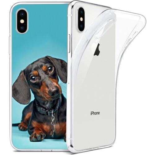 Chenel German Dachshund Soft black Phone Case for iPhone 8 7 6 6S Plus X XS MAX 5 5S SE XR 11 Cover