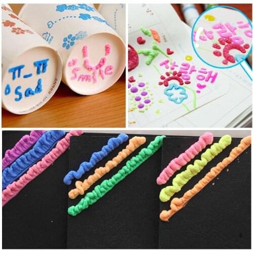 Kids Popcorn Foaming Colored Pen DIY Drawing Toy 3D Marker Swell Supplies Pen Card Bubble Greeting Handmade Graffiti N7S4