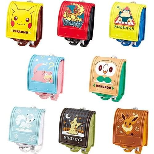 8Pcs/set Pika Charizard Snorlax Slowpoke Eevees Vulpix Mimikyu Rowlet Action Figure Toys Anime Pokemoned School Bag Figure Dolls