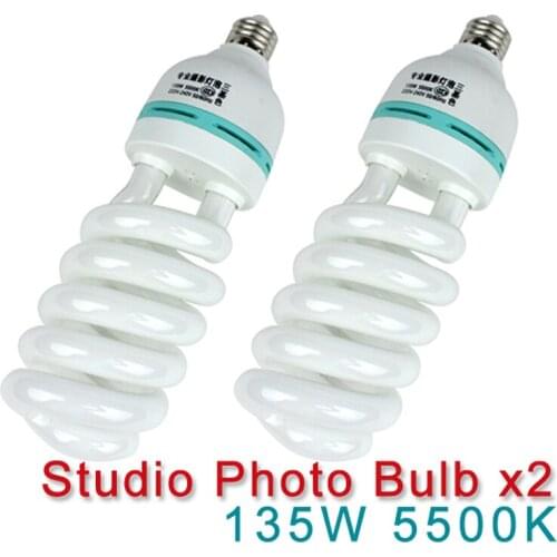 Photo Studio Energy-saving Light Bulbs 2Pcs 135W Lamp 5500K Lighting E27 Edison for Photo Softbox White lighting