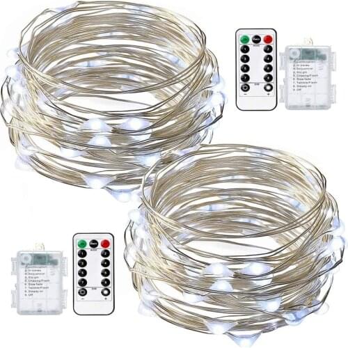 Fairy Lights Battery Operated 10M 100 LEDs String Lights Remote Control Timer Twinkle Wire String Light 8 Modes Firefly Lamps