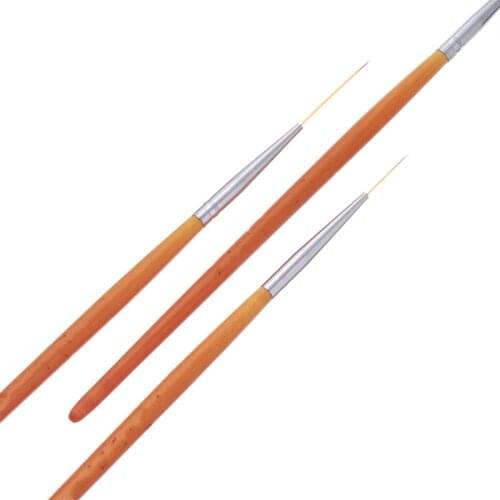 3pcs/set Nail Art Brush Wooden Handle French Lines Stripe Flower Painting Drawing Liner Pen Manicure Tool Nail Brush Set