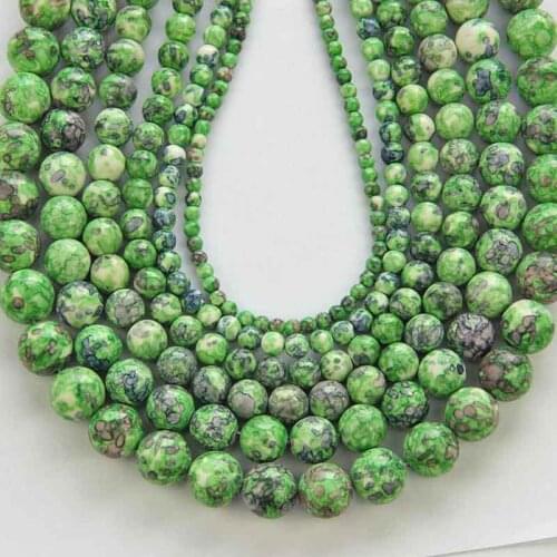 1 Strand Orange Green Rain Flower Beads Natural Stone Round 4mm 6mm 8mm 10mm 12mm 14mm Rondelle Spacer Beads Fit DIY Jewery