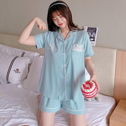 Summer Sweet Lace Women Pajamas Short-sleeved Sleepwear Embroidered Homewear 2 Piece Lounge Wear Solid Shorts Sexy Pijamas 2021