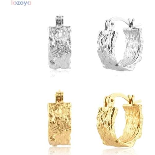 Lozoya 925 Sterling Silver Gold Irregular Pendiente Huggies Hoops Piercing Circle Luxury Jewelry Round Jewels For Women