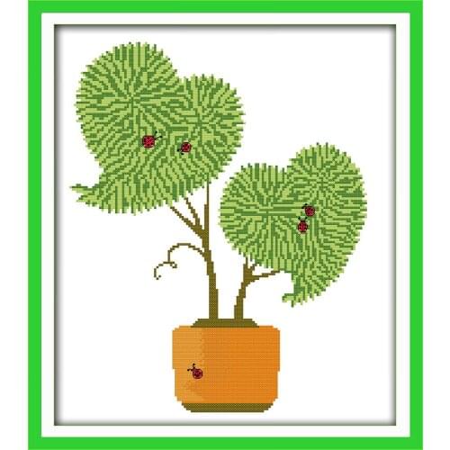 Cute potted plants Handmade Printed Canvas Cross Stitch Kit Home Decore 14CT Canvas DMC Embroidery Needlework Cross-stitch set