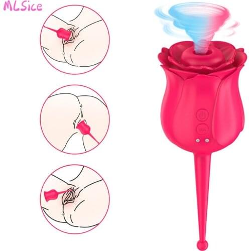 Powerful Oral Sex Sucking Licking Vibrator Vagina Nipple Sucker Rose Shape Intimate Goods Clitoris Stimulation Toys for Women