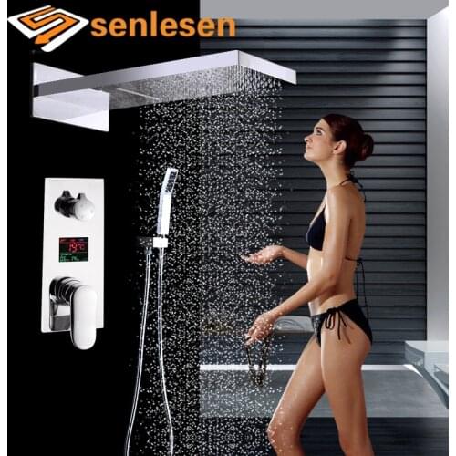 Senlesen Shower Set Bathroom Faucet Big Screen Waterfall Rainfall Shower Head Hand Shower Cold and Hot Water Mixer Tap