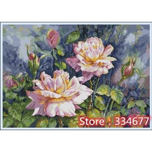 Dana Rose Flower Flowers Plant Top Quality Embroidery Needlework 14CT Unprinted Cross Stitch Kits DIY Handmade Art Home Decor
