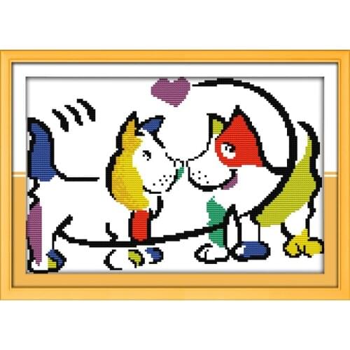 The love of dogs cross stitch kit 14ct 11ct count print canvas stitches embroidery DIY handmade needlework plus