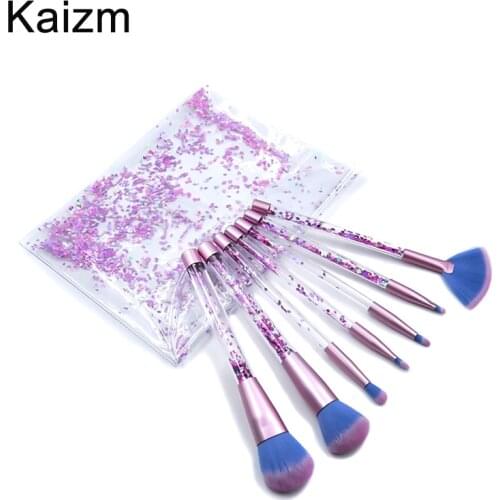 Kaizm Rhinestone Glitter Crystal Makeup Brush Set Diamond Pro Highlighter Brushes Concealer Make Up Brush Mermaid Brush Gift