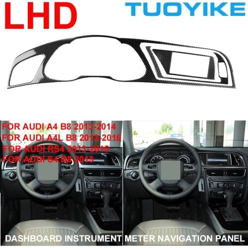 LHD RHD Car Real Carbon Fiber Dashboard Console Central Instrument Panel Sticker Trim Cover For Audi A4 A4L B8 RS4 S4 2013-2015