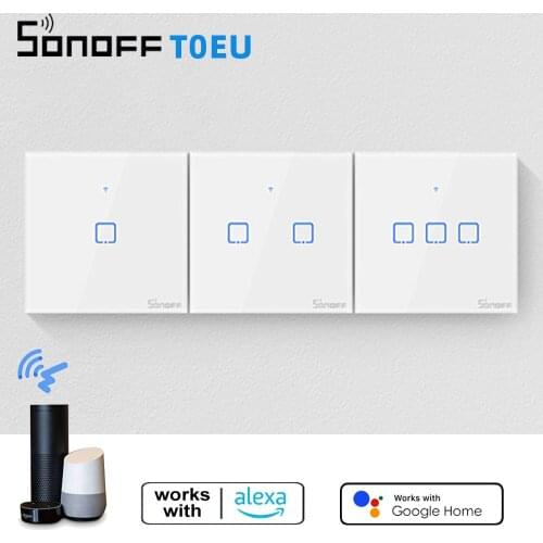 SONOFF T0 EU TX Wifi Touch Wall Light Wireless Switch Smart Home 1/2/3 Gang Voice/APP Remote Control Work With Alexa Google Home
