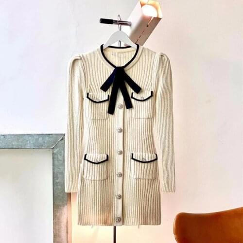 2020 New Arrive Natural Ribbed Knitted Women Mini Dress