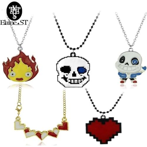Wholesale Anime Undertale Red Enamel Heart Necklace Pendant Cosplay Costume Jewelry for Women Men Party Jewelry Accessories