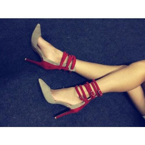 Sexy 10cm Ladies Pumps High Heels Stiletto Mixed Colors Office Womens Shoes Fashion Buckle Straps Runway Club Party Dress Heels