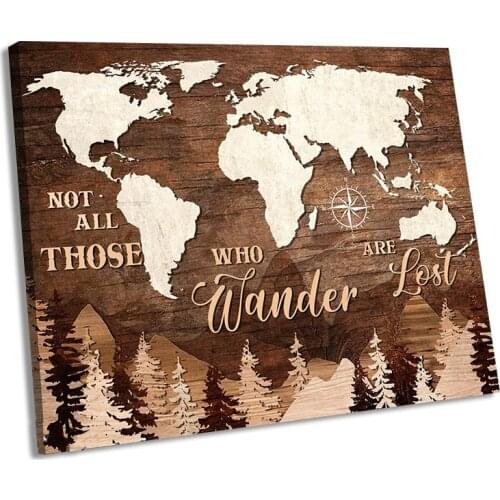 Map Posters Inspiration Quotes Canvas Wall Art Picture For Bedroom Rustic Forest River Boys Room Painting Print Home Decoration