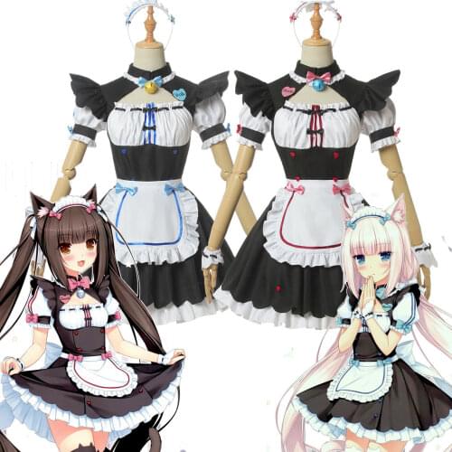 Game NEKOPARA Pink Chocola Maid Dress Cosplay Costume Cute Blue Sweet Dress Women Girl Outfits Halloween Costumes for Women