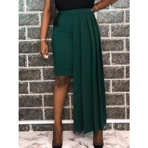 Pleated Asymmetrical Skirt Mini Tight High Waist Bodycon Goth Skirt Korean Fashion Clothing Party Office Street Wear Plus Size