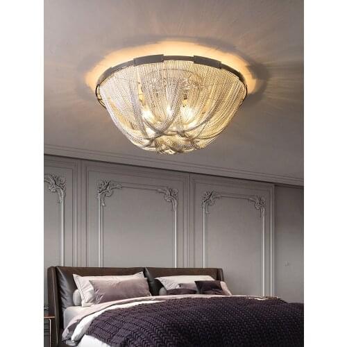 Postmodern light luxury tassel ceiling lamp round creative bedroom living room ceiling lamp