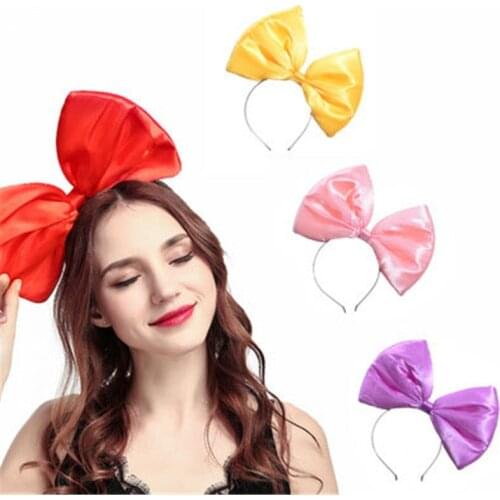 The Hot Oversized Bow Headband Exaggeration Acting Cute Cloth Hair Bands For Women Europe And America Popular Holiday Party Head