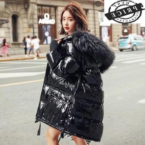 Down Womens Winter Jacket Korean Coat Female Warm Thick White Duck Down Parkas Woman Hooded Raccoon Dog Fur Collar 2021