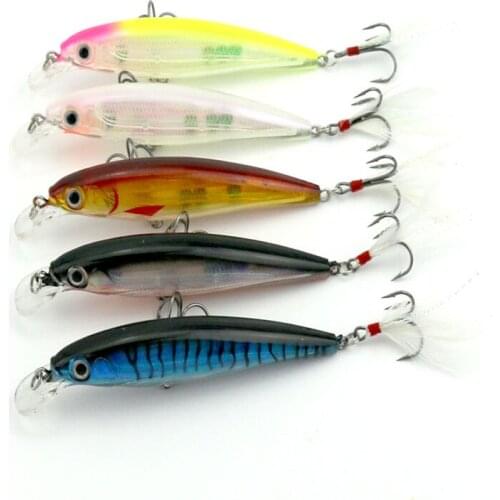 HENGJIA 10 Pieces Fishing Lure 11CM /14G Minnow Wobbler Diving 0.5-1.5m feather hook Hard Baits Fishing Tackle Bass Trout Bait
