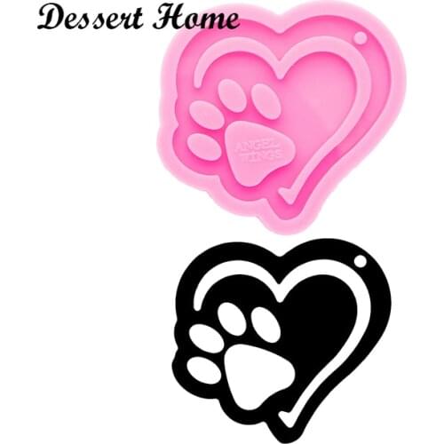 DY0584 Heart with Paw/Horseshoe/Puzzle Epoxy Resin Molds For Jewelry Diy Silicone Keychain Decoration Shiny Glossy