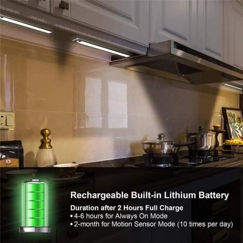 Ultra-thin 23/40/60CM PIR Motion Sensor LED Under Cabinet Light USB Rechargeable Wardrobe Cupboard Wall lamp Closet night light