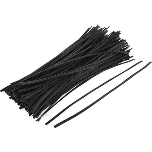 UXCELL 130Pcs 150Mm X 3Mm Black Plastic Coated Metal Cord Data Cable Organizer Binding Bags Packaging Wire Twist Ties