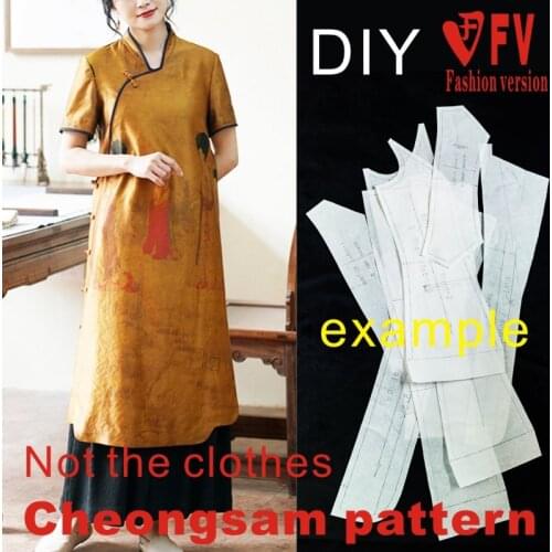 Pattern making Womens side-opening long style cheongsam Improved Hanfu cutting picture 1:1 Clothes pattern BQP-66