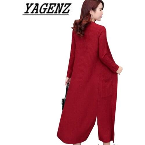 2020 Spring Autumn Middle-aged Womens Knitted Shawl Coat Fashion Slim Long sleeve Plus size Thin Cardigan Long Female Coats 5XL