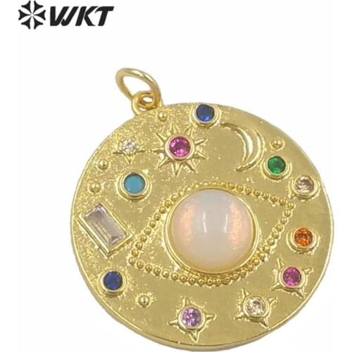 WT-MP184 Bijoux Femme 2020 Pendants For Women Turkish Evil Eye Lucky pendant Jewellery Handmade Boho opal eye cz pendant