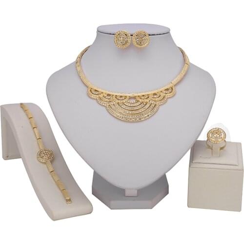 Fani Nigeria woman accessories jewelry set Fashion African Beads Bridal Jewelry Set Wholesale Dubai Gold New Design Jewelry Set