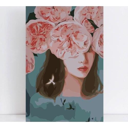 Painting by numbers art paint by number Heart blooming with flowers paintings drawing coloring by numbers on canvas with frame n