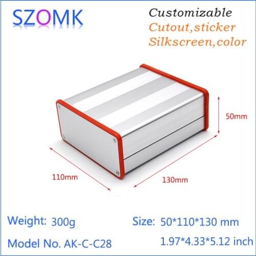 10 pcs, 50*110*130mm silvery aluminum enclosure for electronics aluminum pcb housing case with silicone rings extruded box