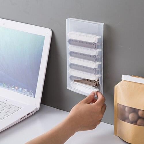 10Pc/Lot Food Snack Seal Sealing Bag Clips Sealer Clamp Plastic Kitchen Tool Home Storage Organizer with Punch-free Storage Box