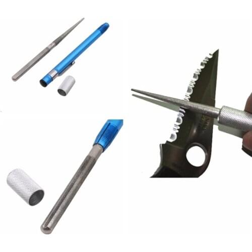 2 Heads Diamond Plated Carbon Steel Grind Stone Fishing Hook Sharpener Pen Kitchen Knives Accessories Outdoor Multi Purpose Tool