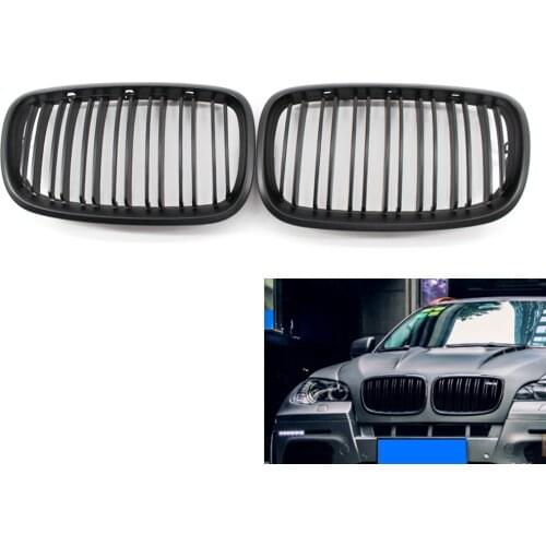 2X/Set Car Grille Flat Black Dual Slat for BMW E70 X5 E71 X6 07-14 Mesh Grill