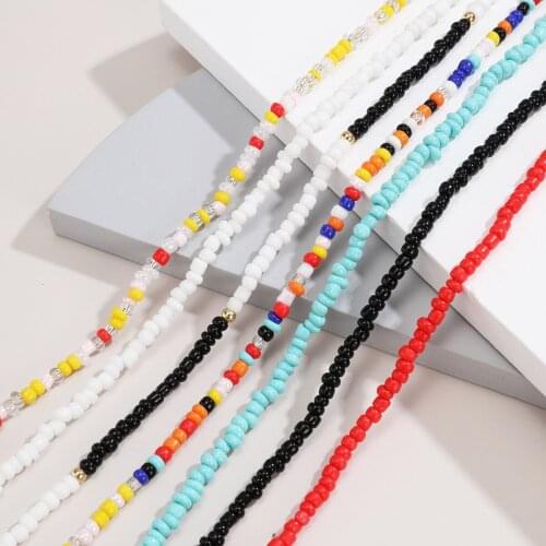 2021 Simple Seed Beads Strand Necklace Women String Beaded Short Choker Necklace Jewelry Chokers Necklace Gift